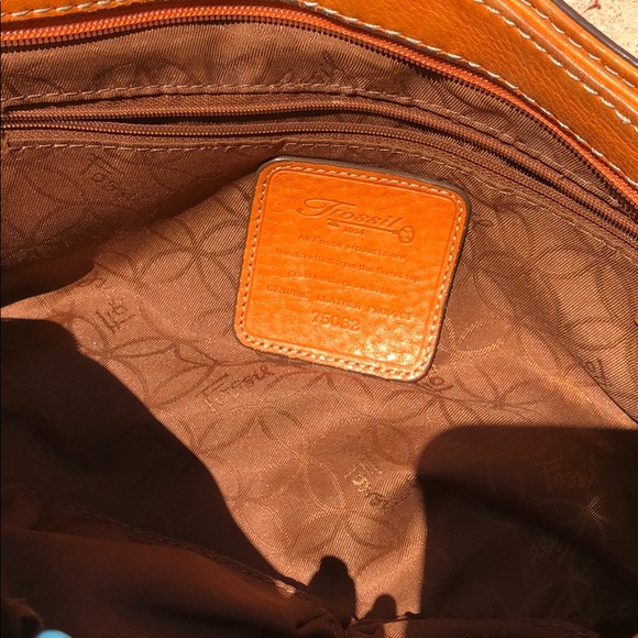 FOSSIL Blackburn Leather Orange caramel HANDBAG - Picture 6 of 8
